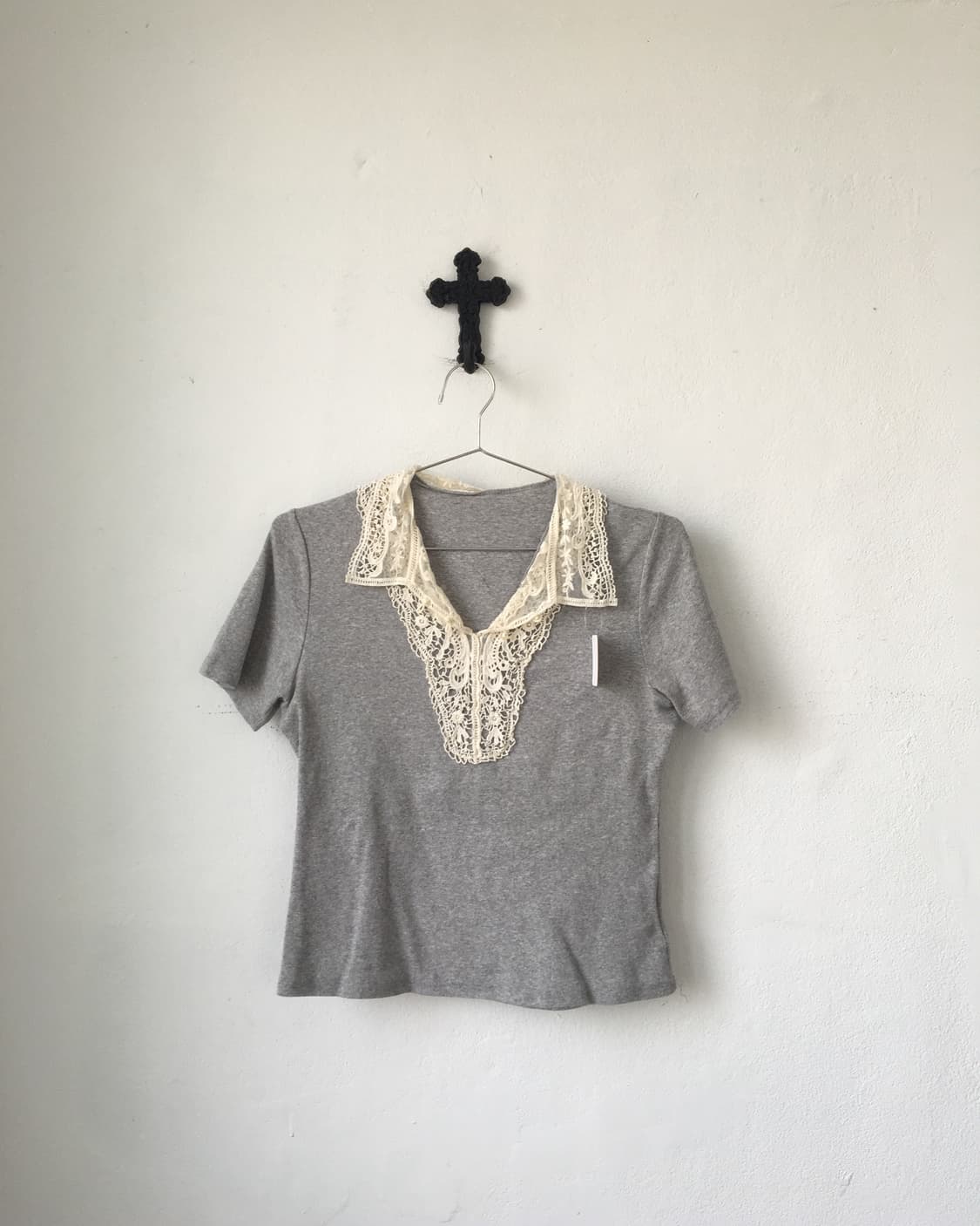 Crochet trimming t shirt 상품이미지2