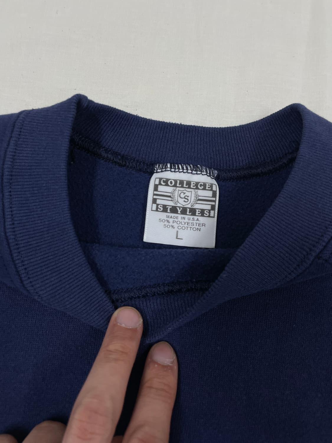 [L] 90s USA College Style 블랭크 스웻셔츠 네이비 상품이미지2