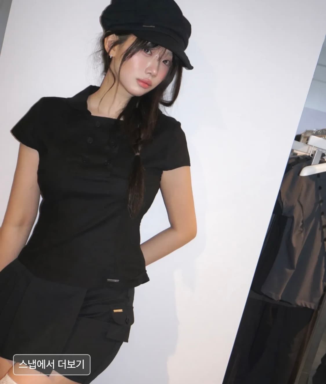 [레이 PICK]Double button shirts top BLACK 상품이미지4