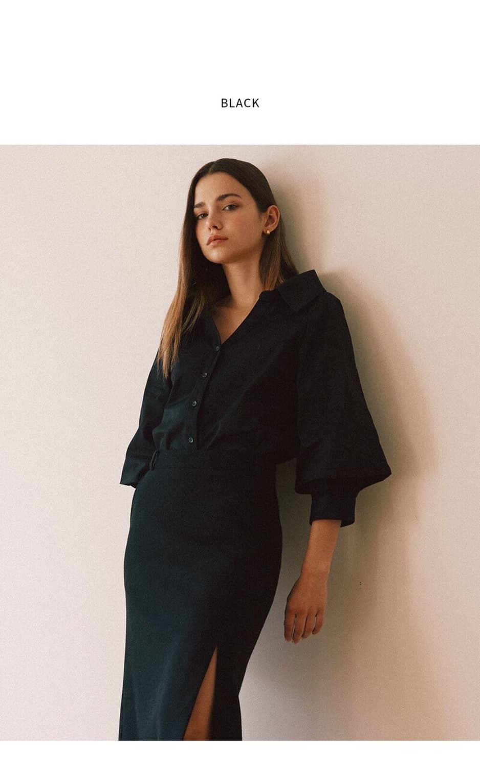 유얼네임히얼 유미네 오프숄더 블랙 매력이 셔츠 블라우스 M 상품이미지2