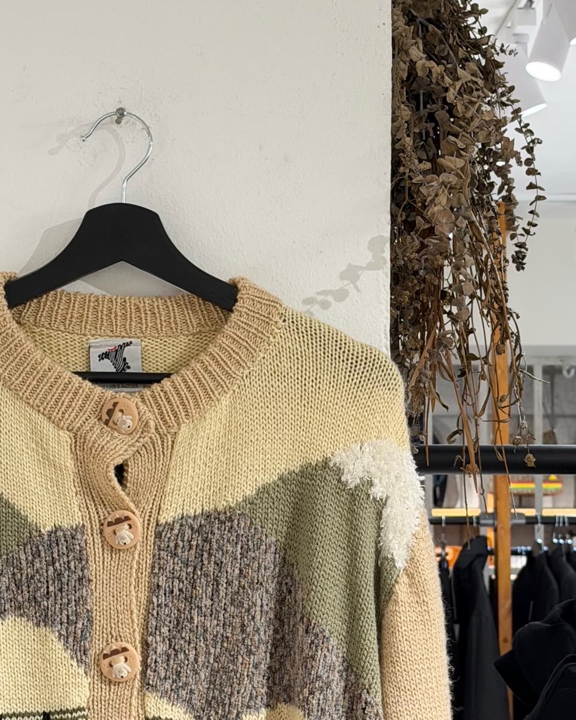 빈티지 본즈 베이지 핸드메이드 퓨어울 가디건 상품이미지3