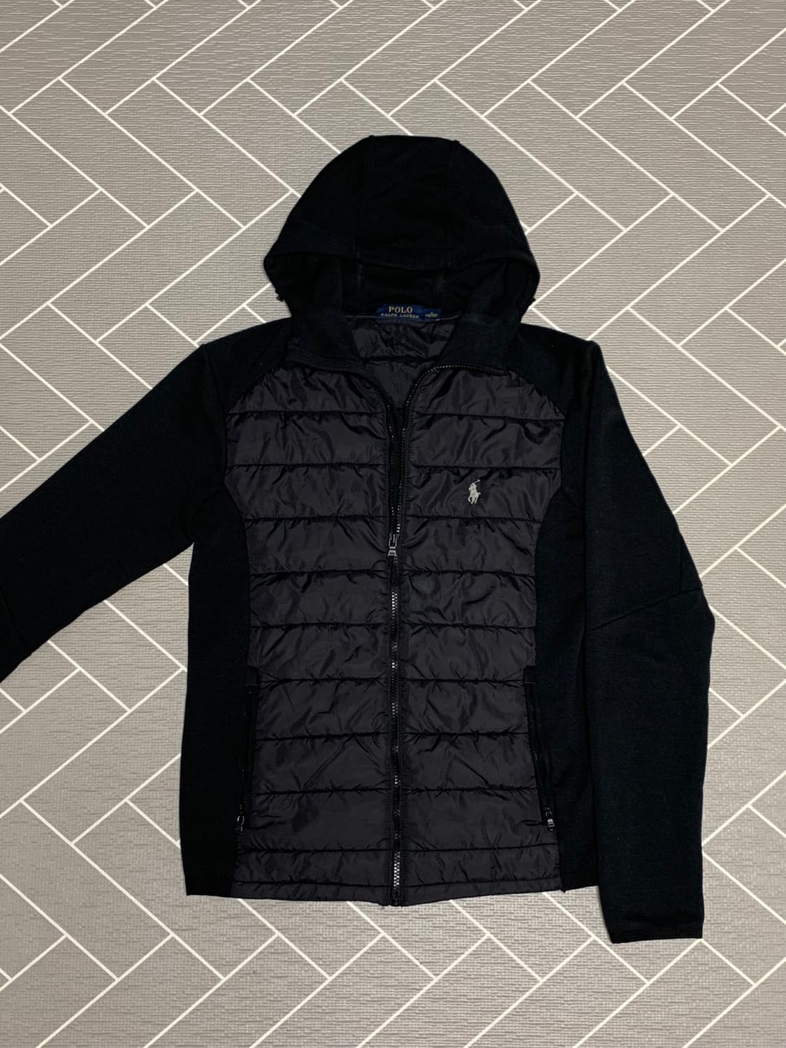 폴로 경량패딩 후드집업 블랙 상품이미지1