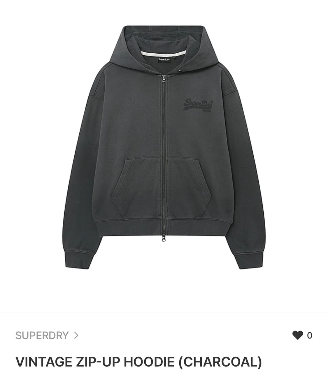 슈퍼드라이 빈티지 차콜 후드집업 L 새상품 상품이미지2