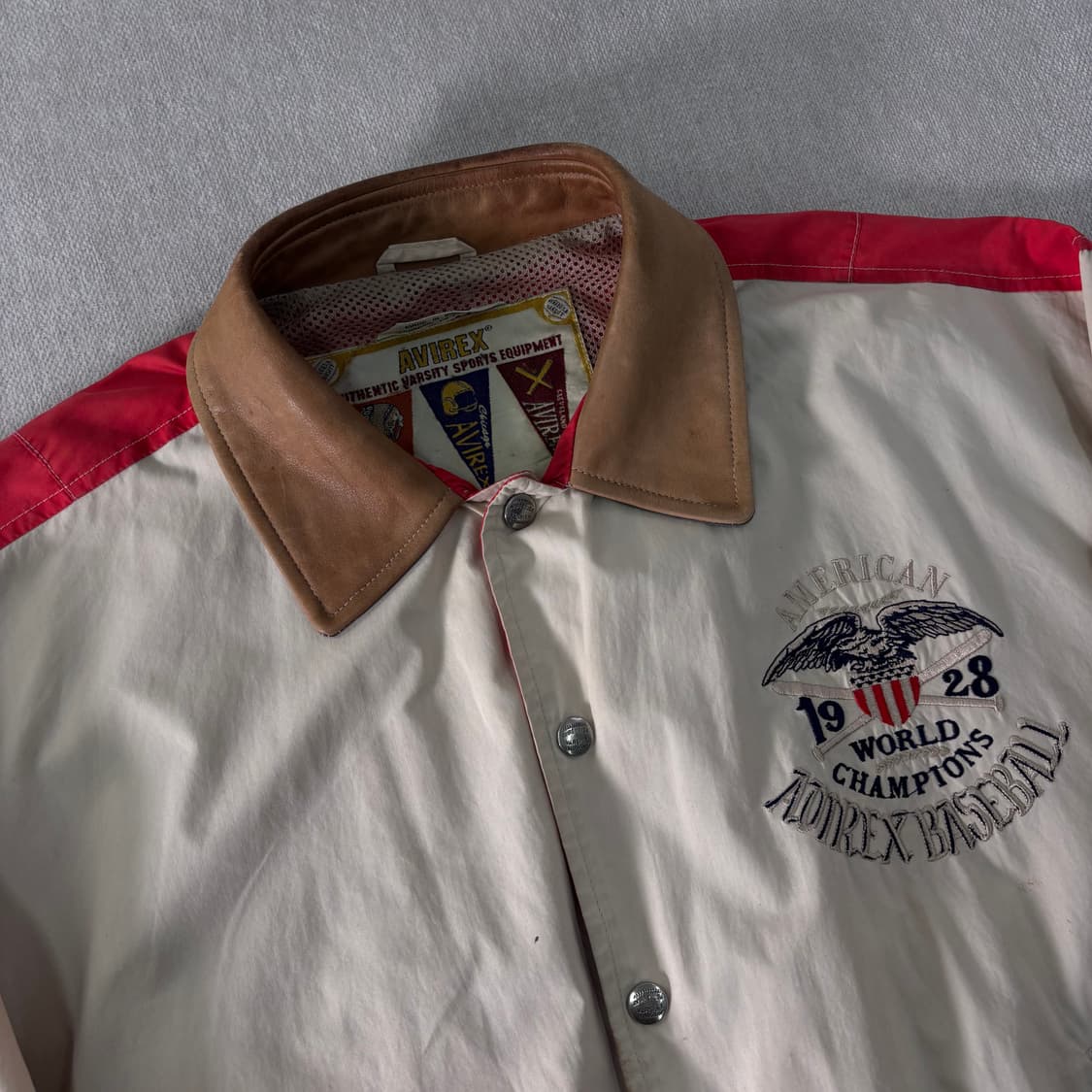 100 80s 아비렉스 가죽카라 코튼 자켓 상품이미지3