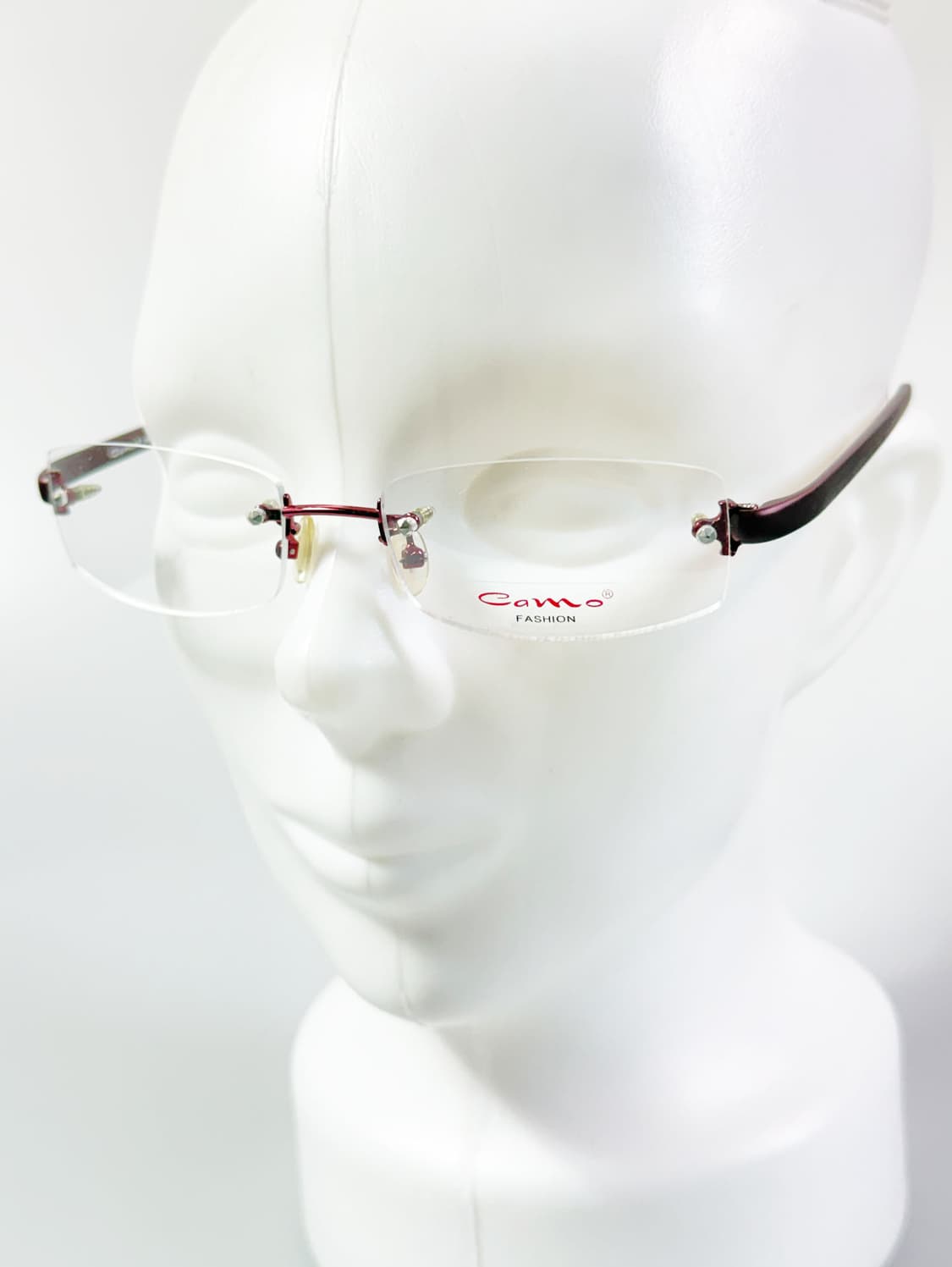 CAMO FASHION 무테 스퀘어 버건디 메탈 빈티지 안경 상품이미지8