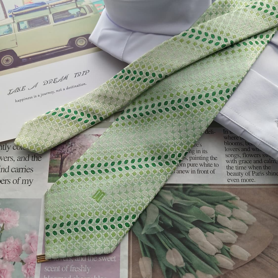 닥스 실크 혼방 민트 패턴 넥타이 8.9cm A+등급 A18655
 상품이미지3