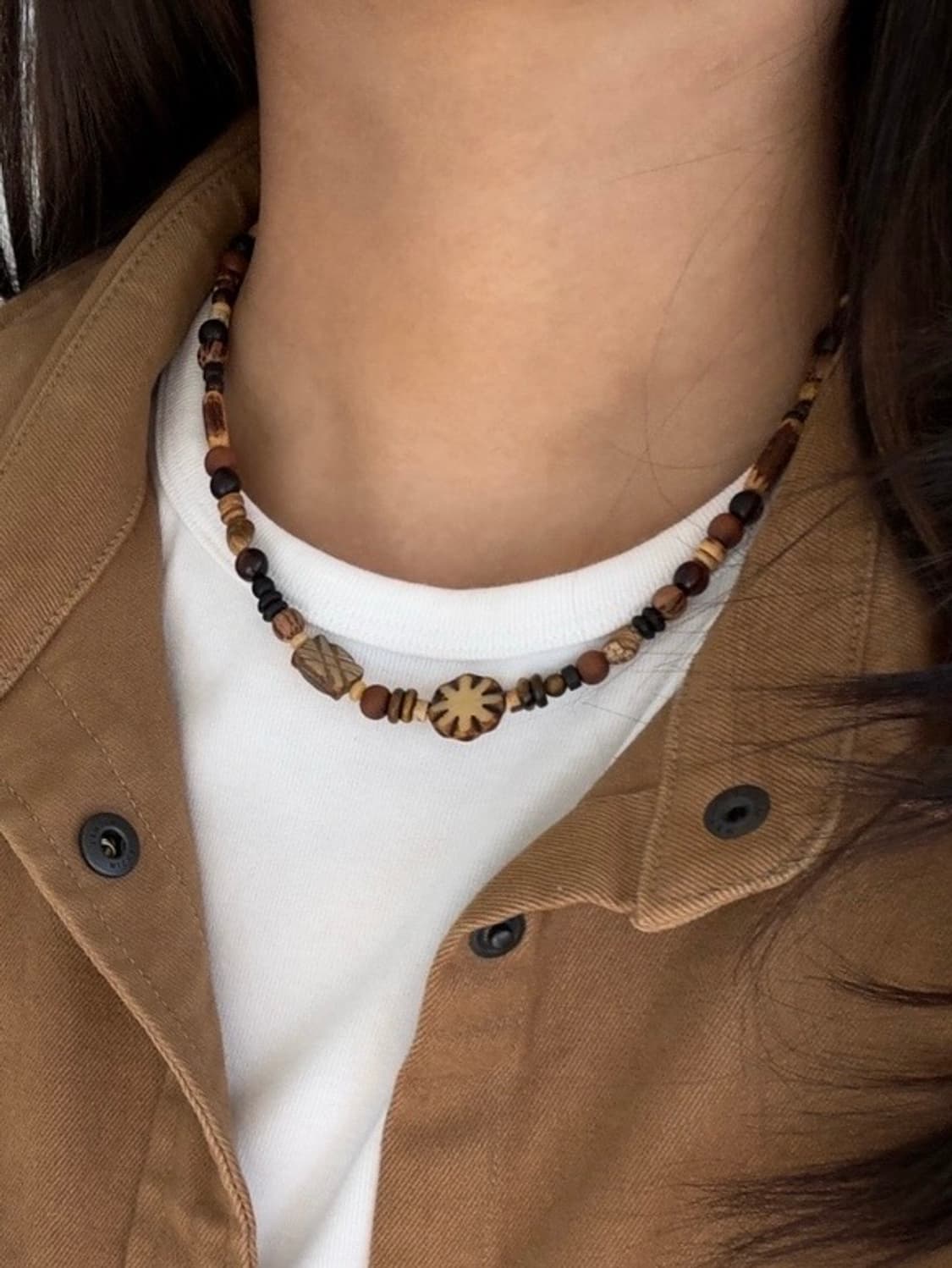보헤미안 우드 원석 목걸이 상품이미지1