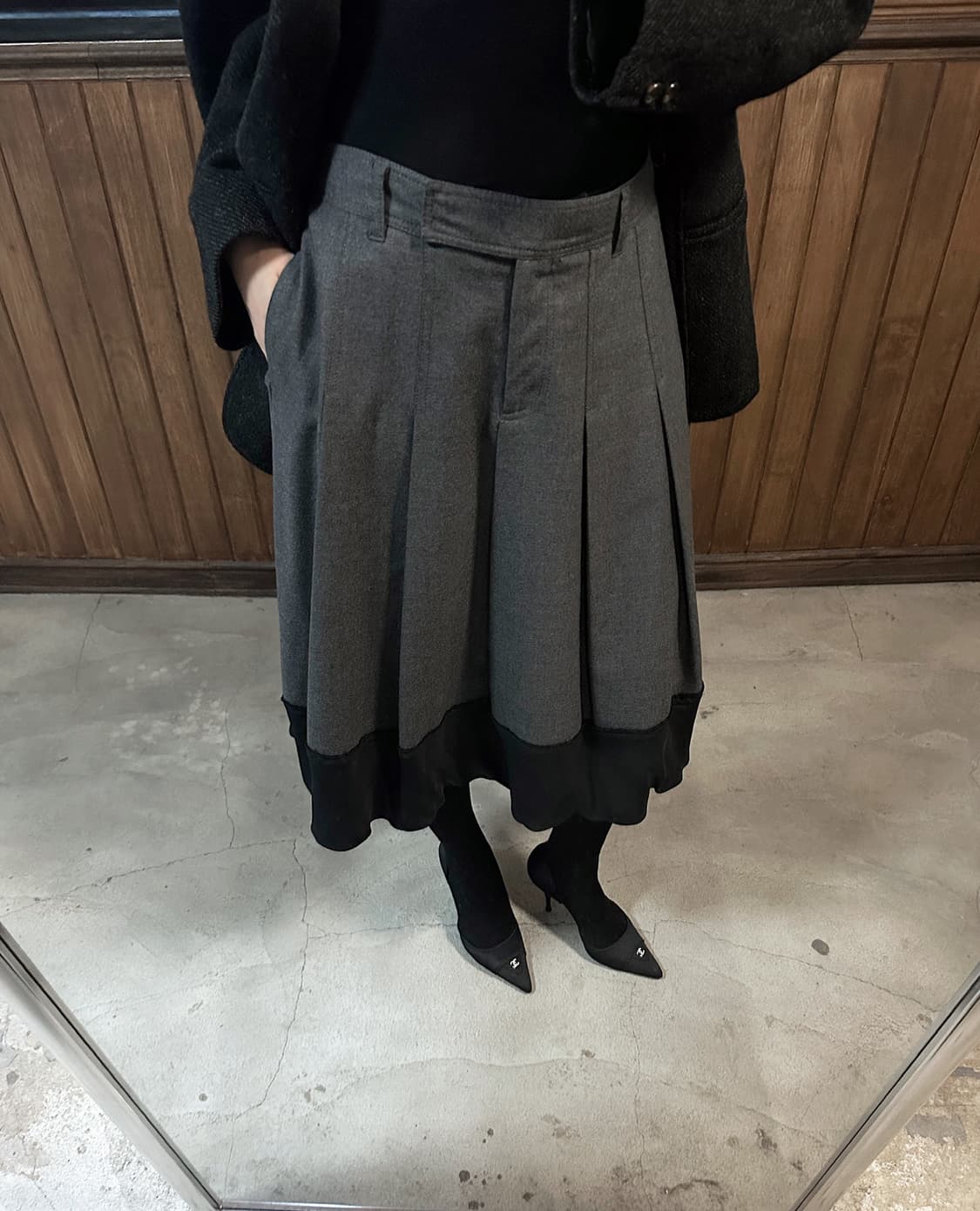 DKNY satin hem midi skirt 상품이미지2