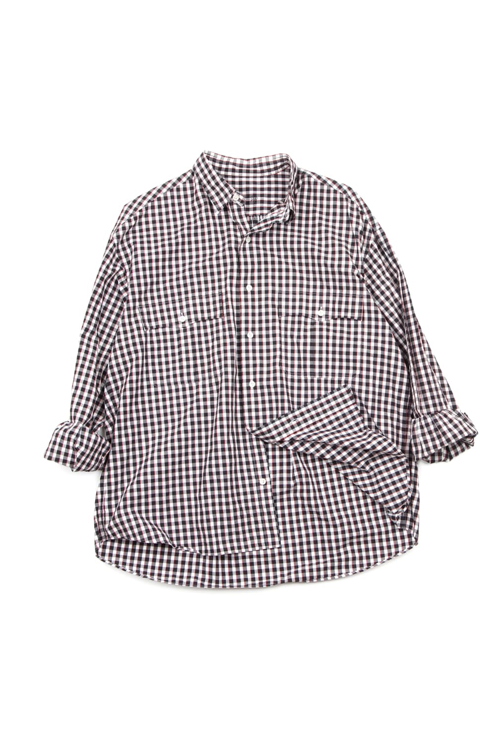 Porter classic 롤업 깅엄체크셔츠 블랙화이트 상품이미지2