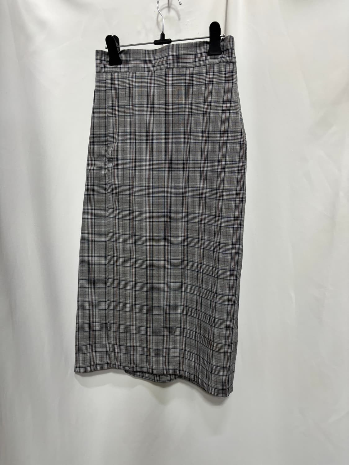 자밀로 그레이 글렌 체크 패턴 앞 슬릿 롱 스커트 상품이미지1