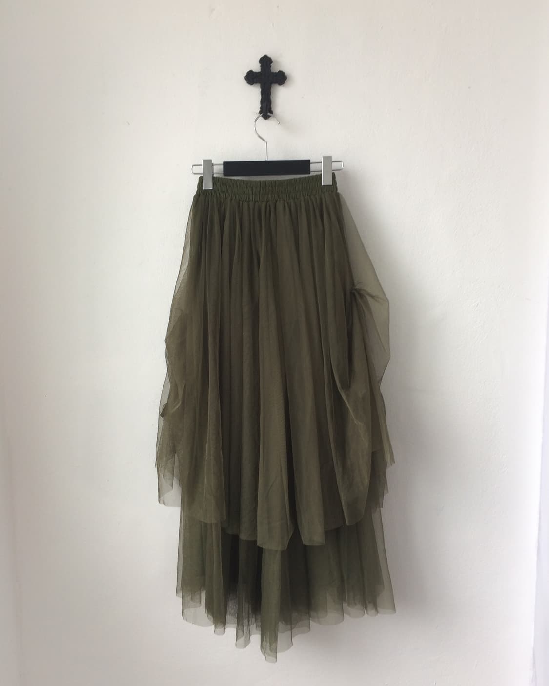 Pin tuck drape point sha long skirt 상품이미지5