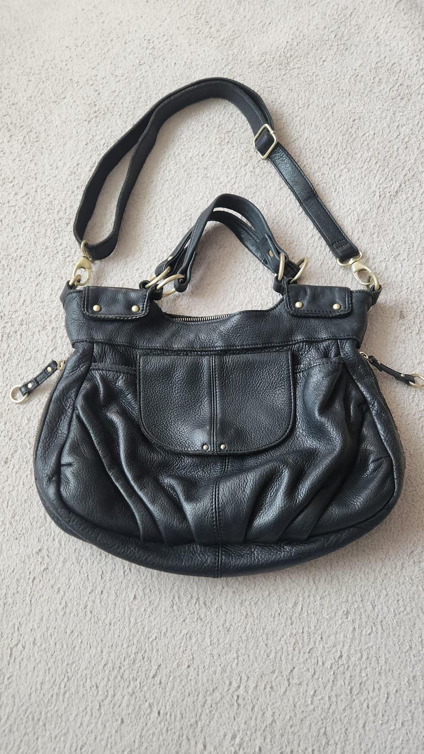 Beaure 뷰레 Y2k  블랙 소가죽 크로스백 상품이미지1