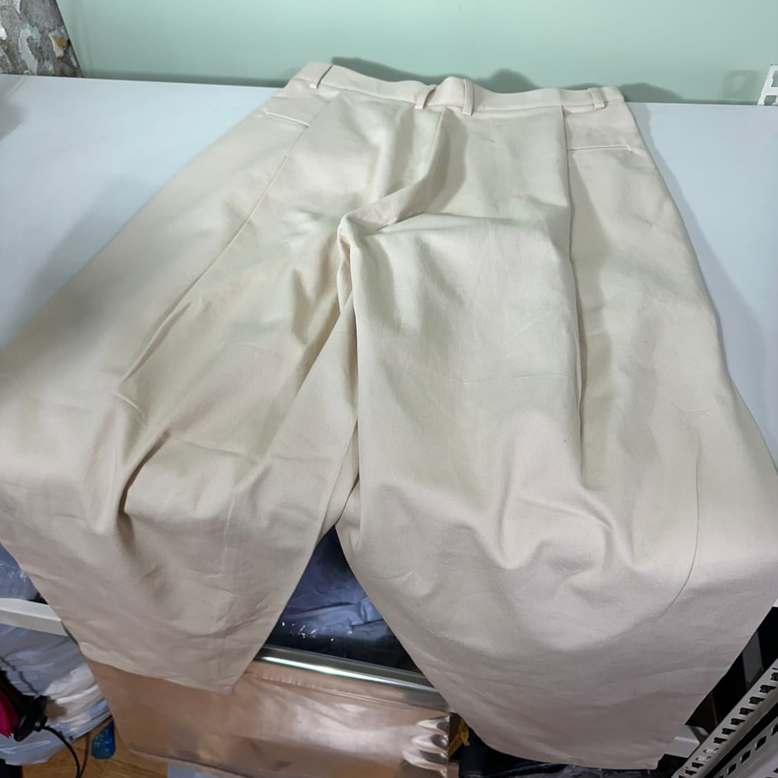 M-L 브아빗 하이웨스트 원턱 아이보리 코튼 도킹벌룬팬츠 상품이미지5