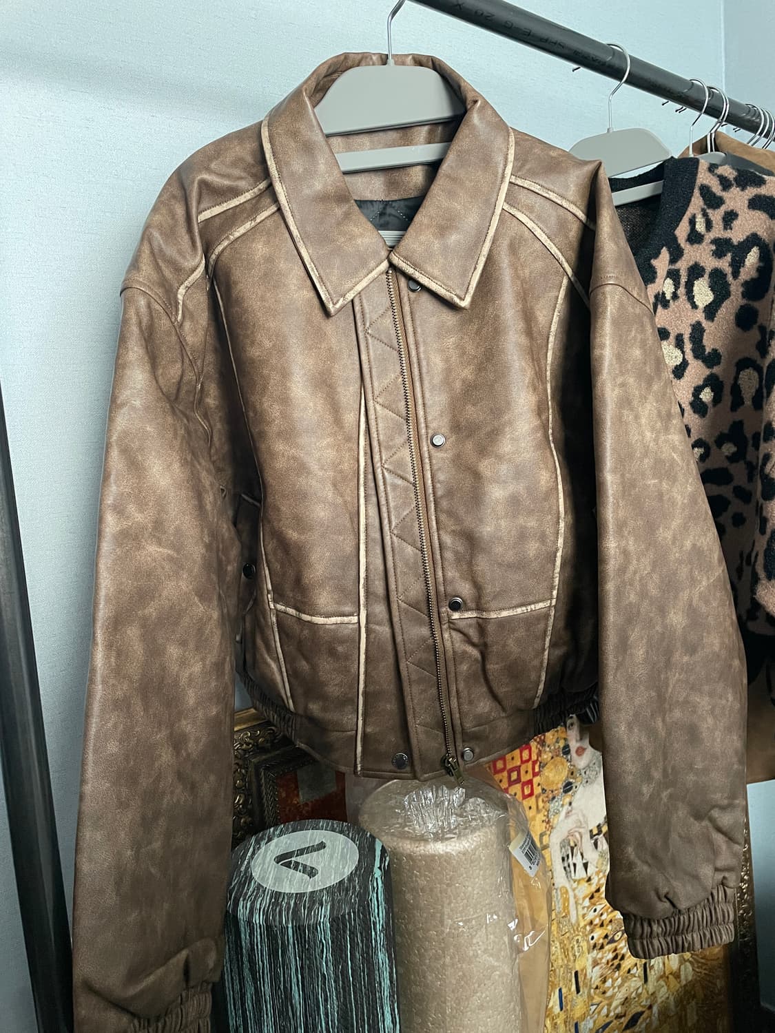 빈티지 스타일 가죽 자켓 상품이미지2