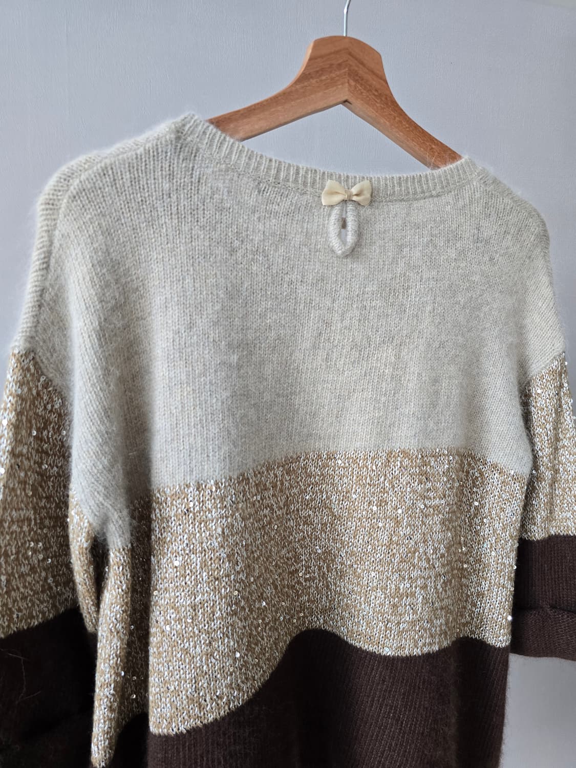 배색 스팽글 울 니트 상품이미지3