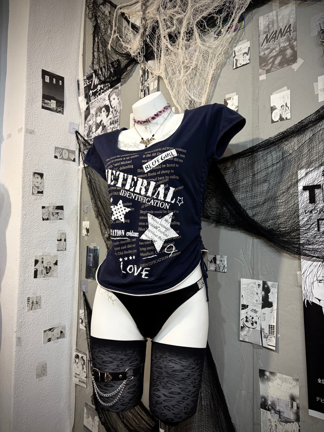 Y2K star lettering shirring short sleeve 상품이미지6