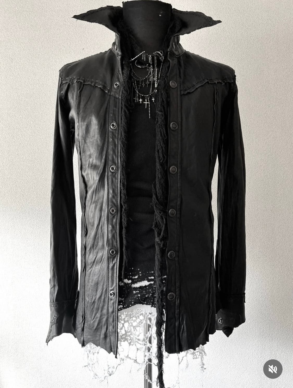 14th addiction rare cutting leather shir 상품이미지4