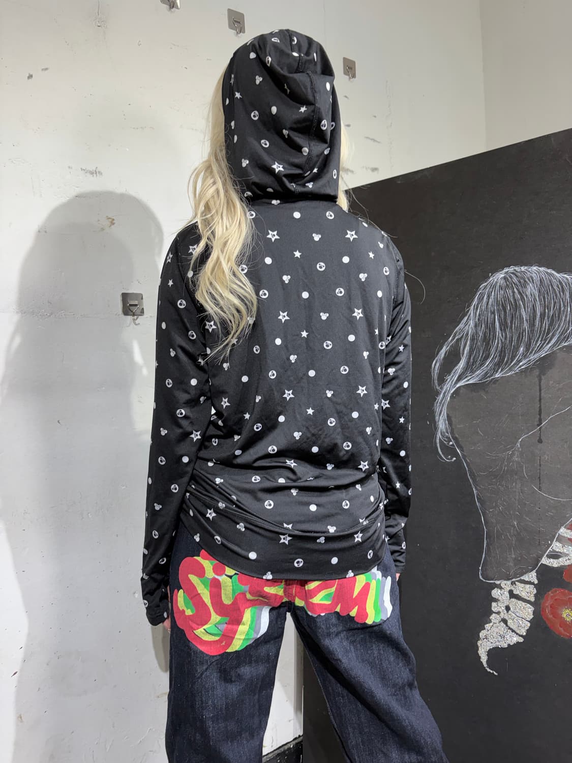 JPN 일본 빈티지 DISNEY 디즈니 도트 후드 집업 져지 L 상품이미지8