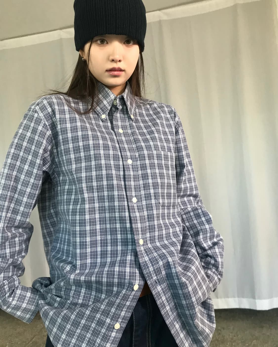 에디바우어 블루 체크 셔츠  상품이미지5