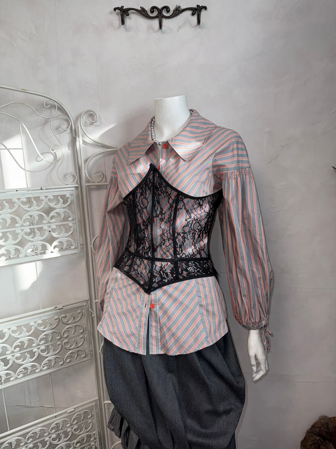 Black orinetal floral lace corset  상품이미지6