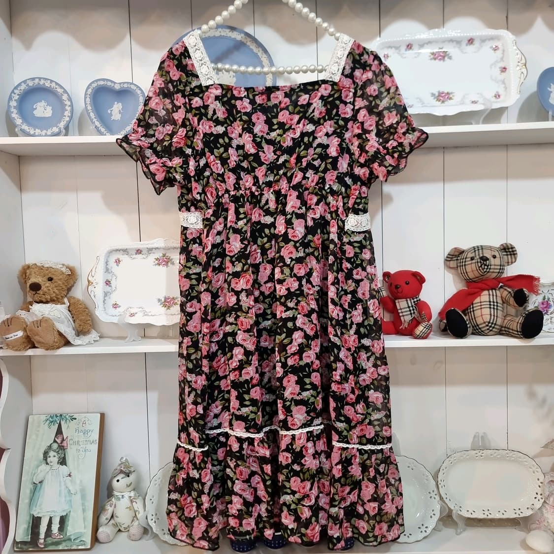 디어리 로즈 패턴 쉬폰 원피스 상품이미지6