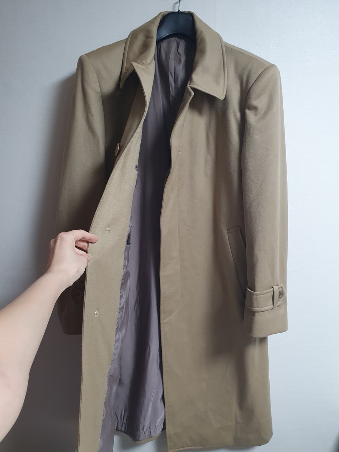 YSL 입생로랑 클래식 울 코트 샌드베이지 95 상품이미지3