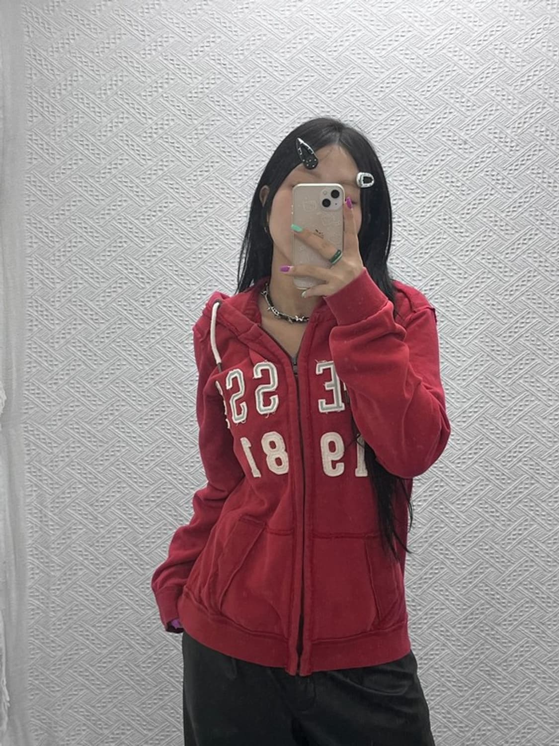 게스 00's Y2K 코랄 빅로고 후드 집업 L C07022 상품이미지1