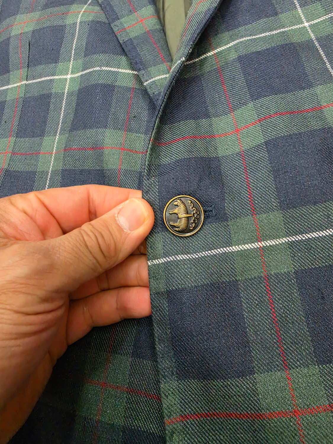 [새상품/최종할인] 브룩스 브라더스 그린체크 린넨 2버튼 자켓42R 상품이미지5