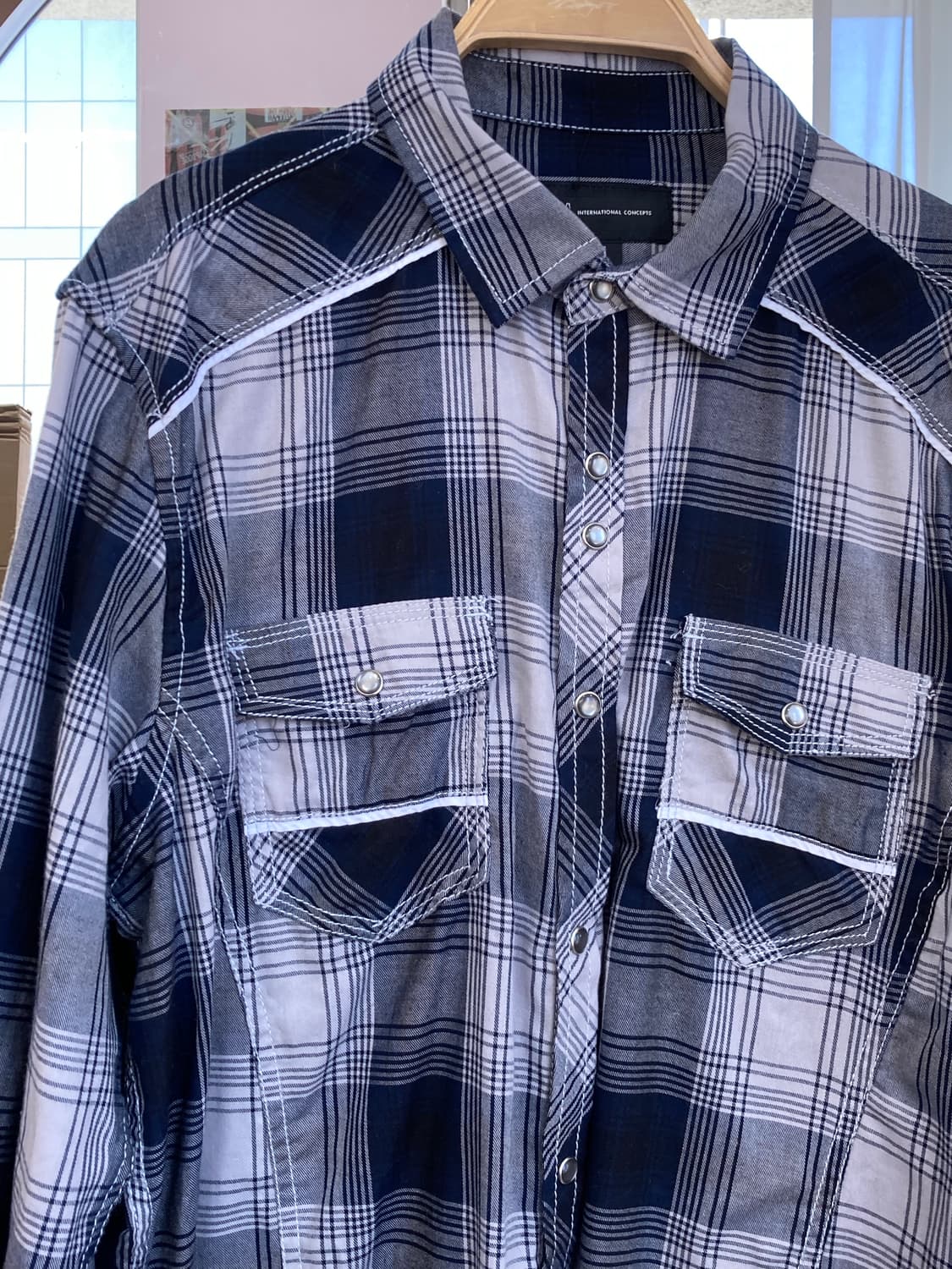 cotton 100, 웨스턴 빈티지 체크 에스닉 포켓 셔츠 상품이미지3