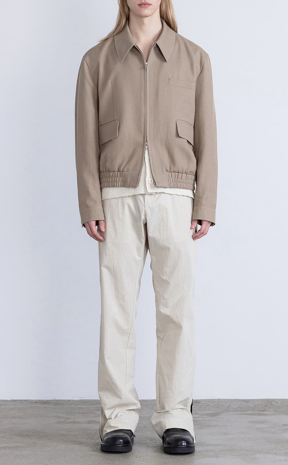 [M] 벨리에 다이에그널 블루종 자켓 더스티 베이지 상품이미지1