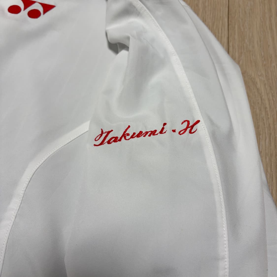 일본판) 요넥스 레드/화이트 오버핏 바람막이 자켓 상품이미지4