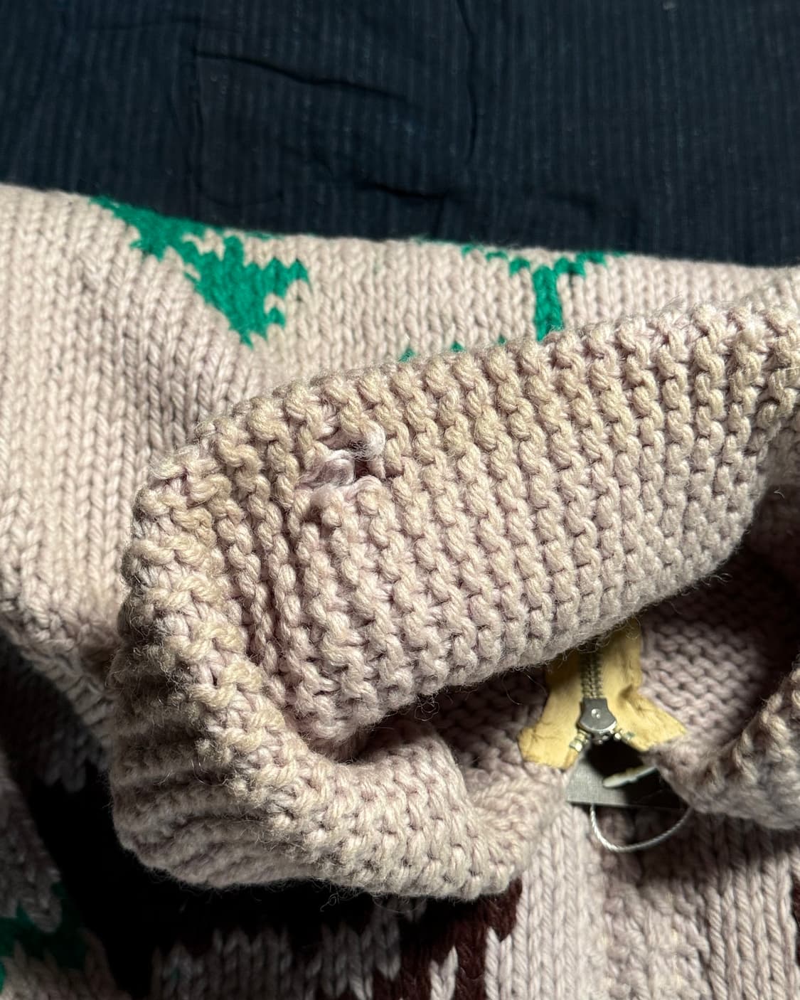 (60‘s 라이트닝 지퍼) 빈티지 사슴 패턴 코위찬 스웨터 105 상품이미지5