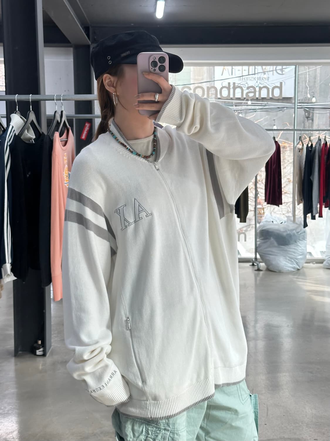 아르마니 익스체인지 AX로고 니트집업 상품이미지2