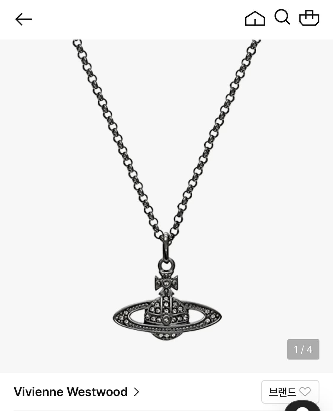 비비안웨스트우드 목걸이 펜던트 미니 바스 건메탈 실버 상품이미지3