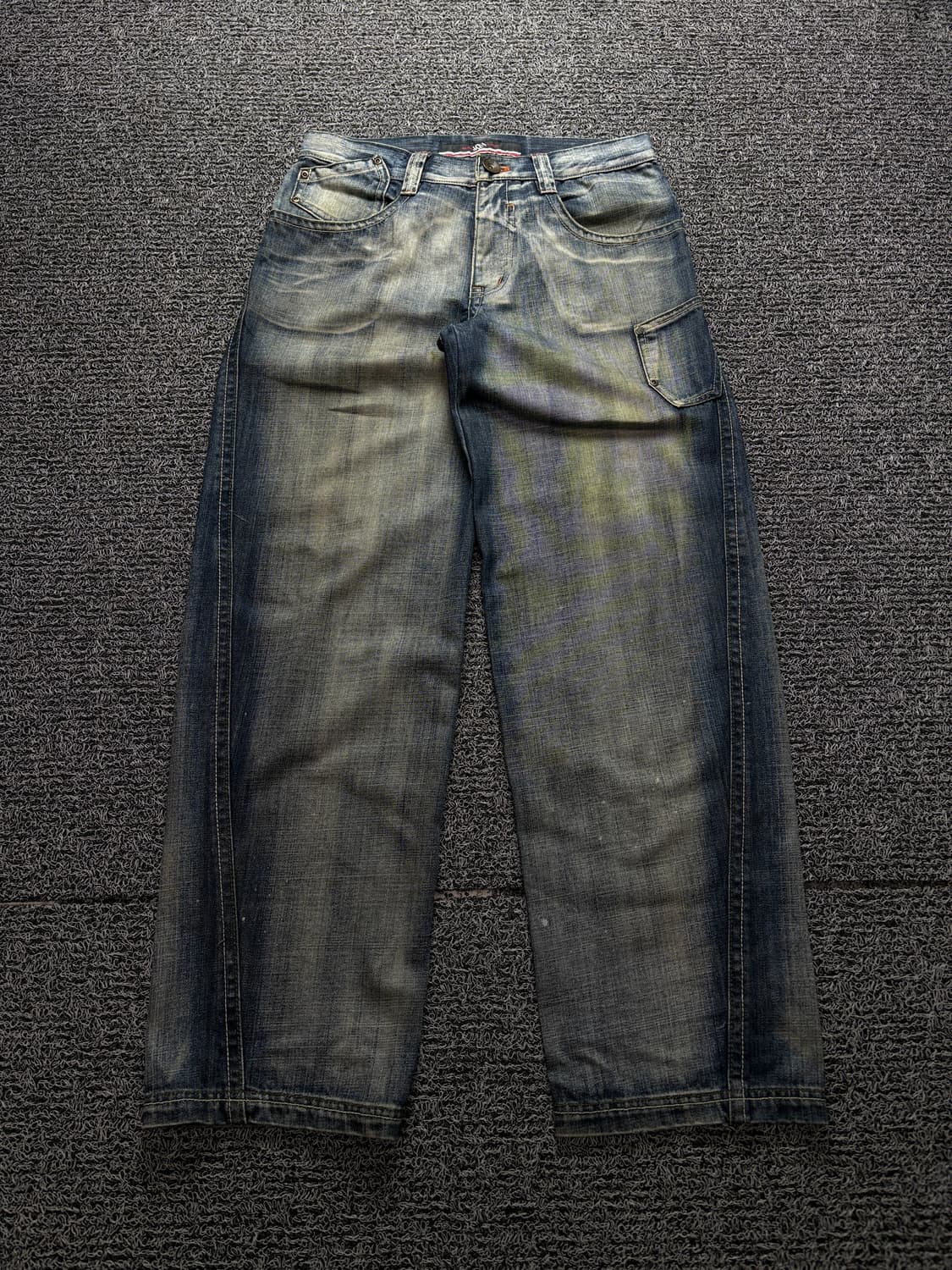 00s 마자플라바 y2k 빈티지 와이드 워싱 커브드 데님 팬츠 1433 상품이미지2