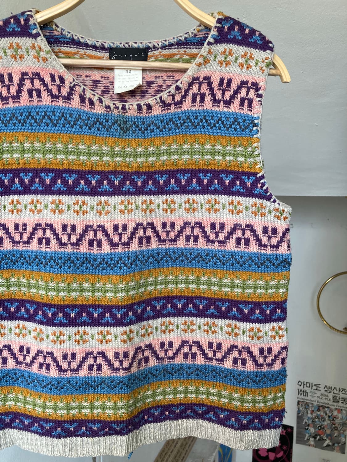 울 100% 에스닉 니트탑 상품이미지3