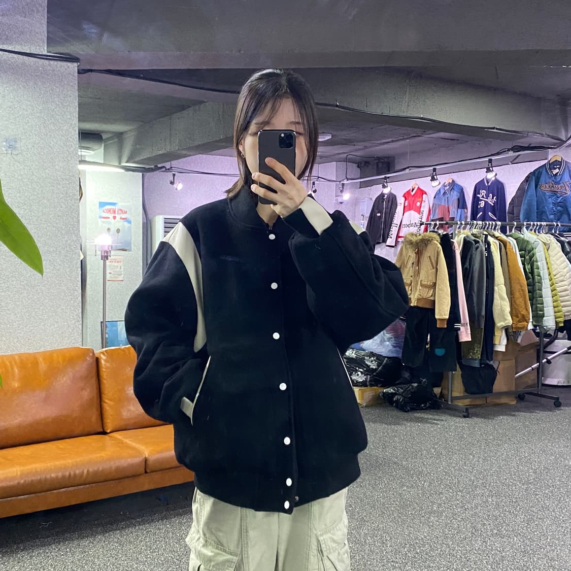 유니폼 브릿지 블랙 바시티 자켓 B3272 상품이미지1