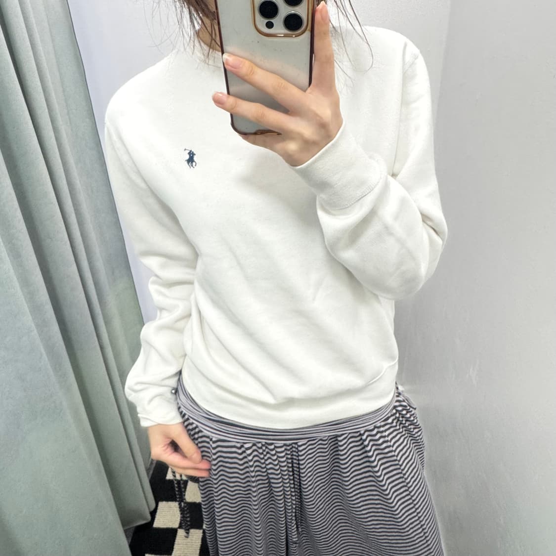 폴로 화이트 기모 스웻셔츠 상품이미지2