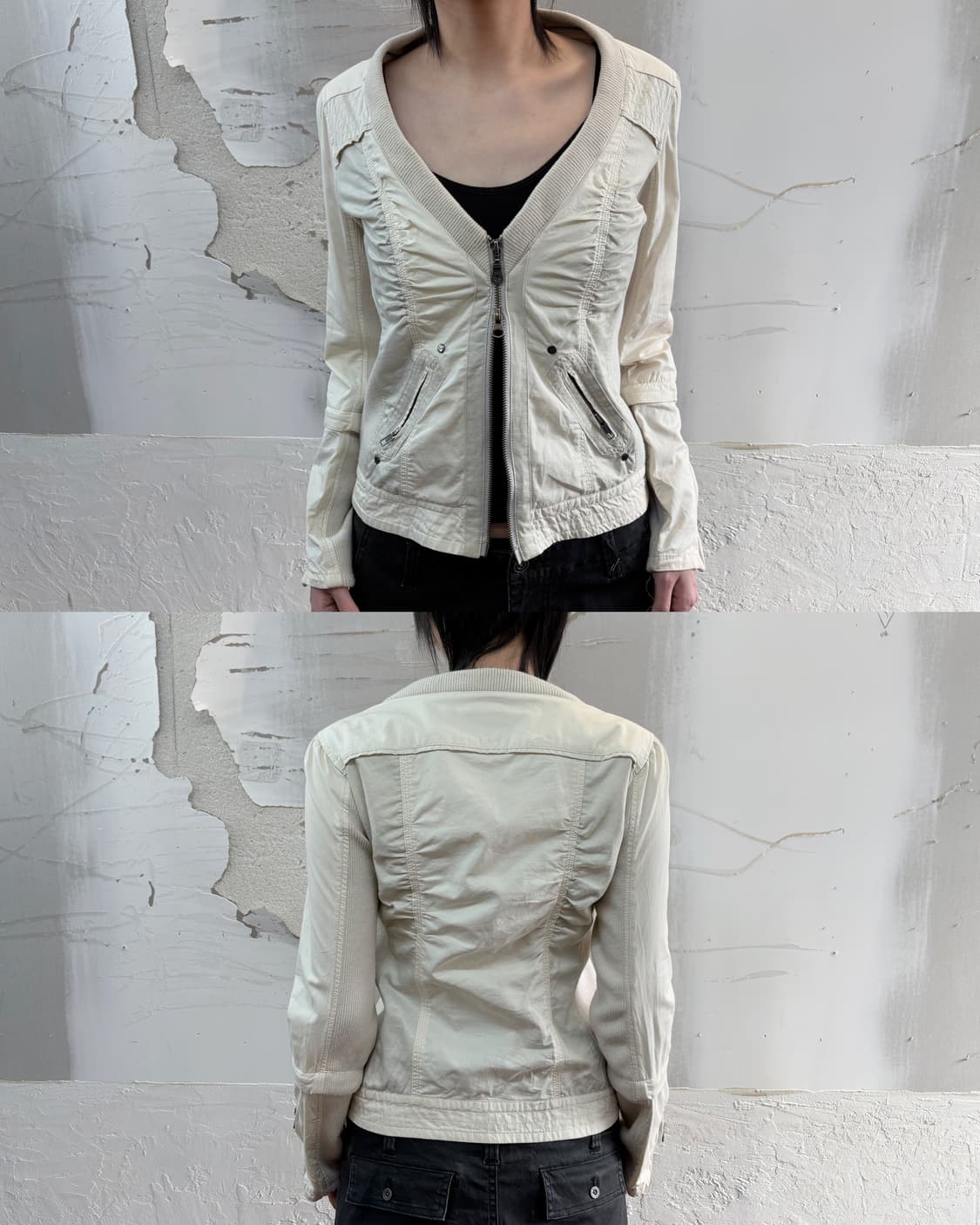 Ivory V-Neck Two-Way Jacket 상품이미지1