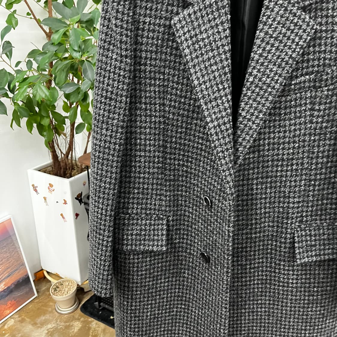 솔리드옴므 하운드투스 체크 싱글 울코트 48 상품이미지3