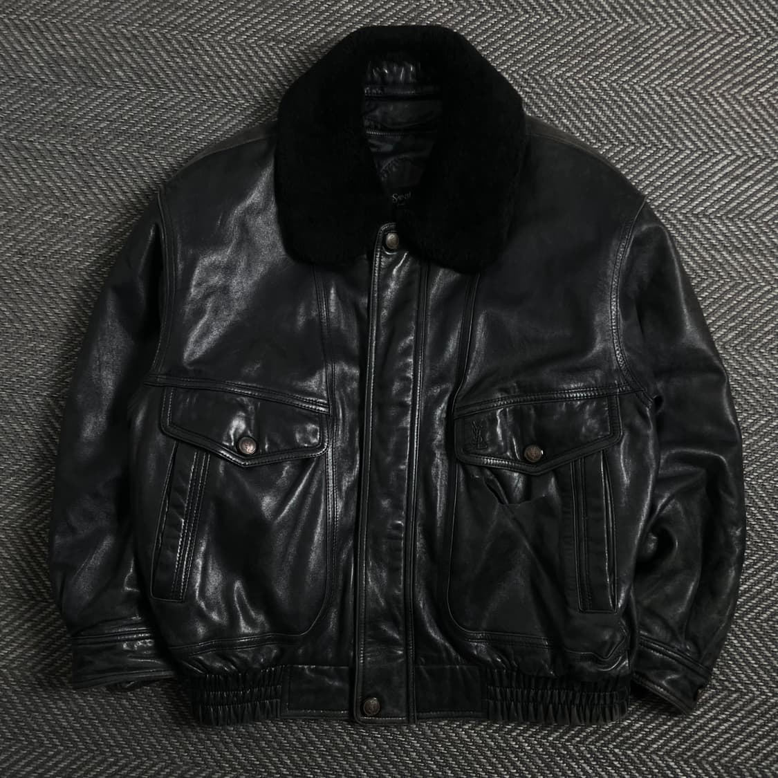 YSL 입생로랑 아카이브 퍼 트리밍 양가죽 봄버 레더 자켓 y 4440 상품이미지2