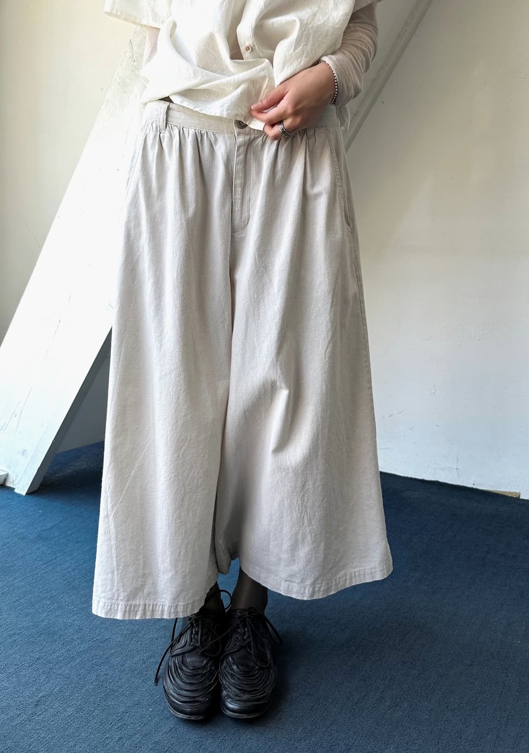 Washed linen rayon banded 3/4 gaucho pan 상품이미지9