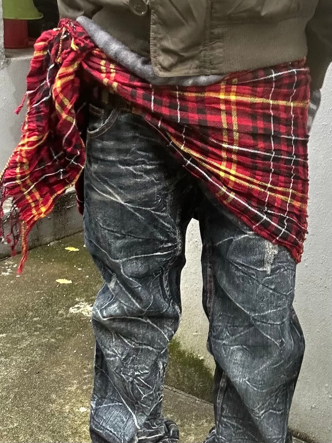 2000s JPN 체크 레드 머플러  상품이미지2