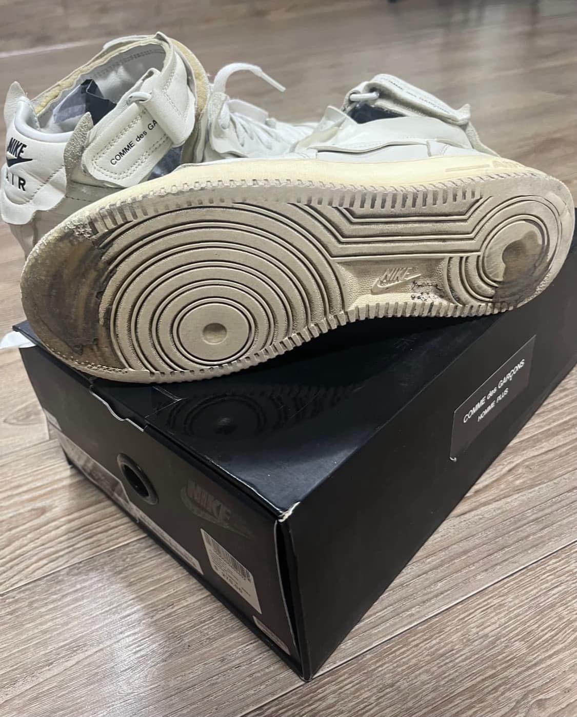 나이키x꼼데가르송 옴므 플러스 에어포스 미드 화이트 상품이미지7