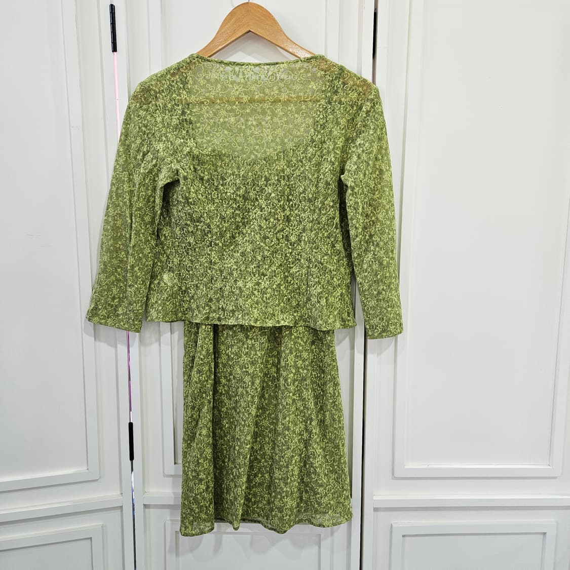 빈티지 그린 플로럴 원피스 가디건 세트 상품이미지4