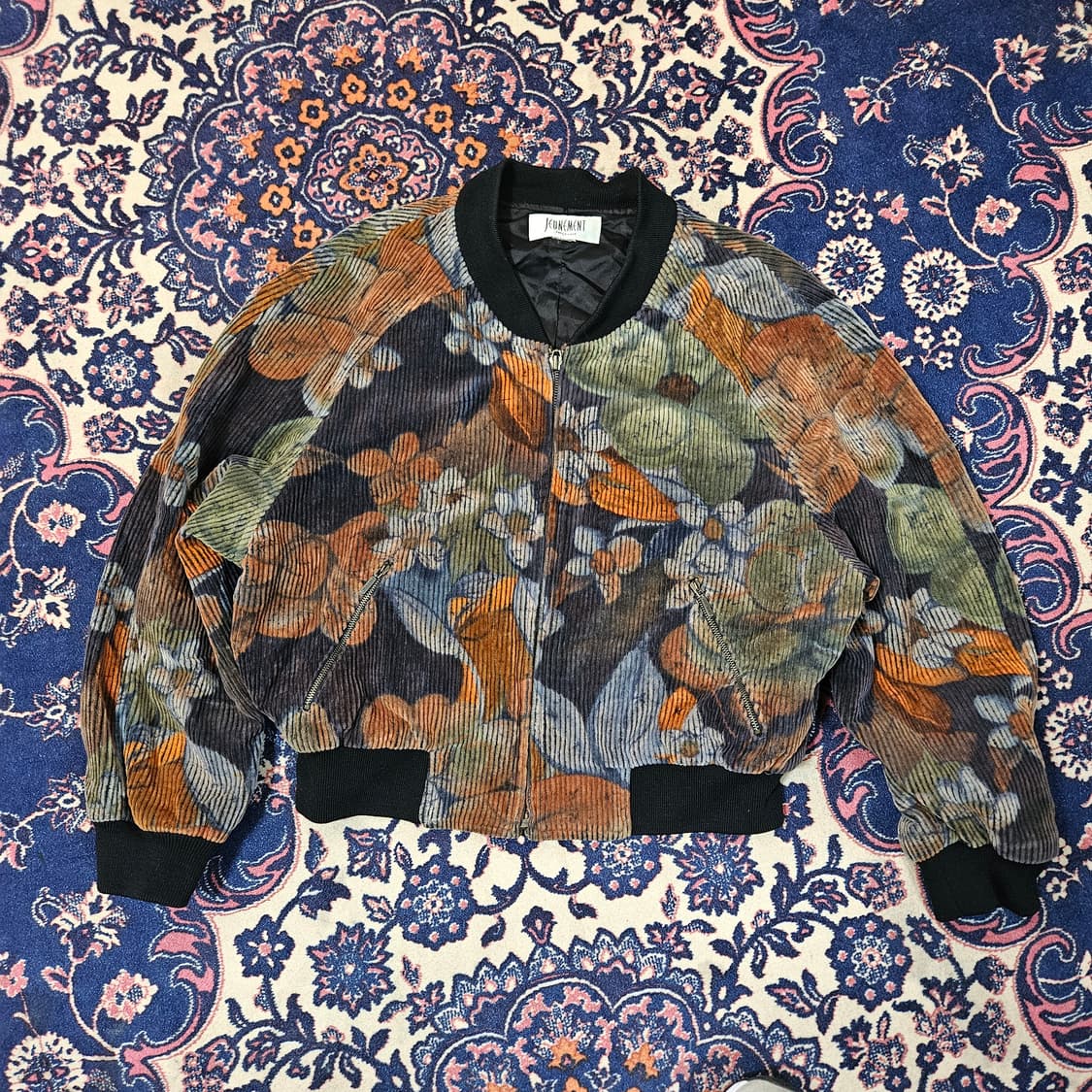 Jeunement 빈티지 코듀로이 플라워 패터니즈 봄버자켓 상품이미지1