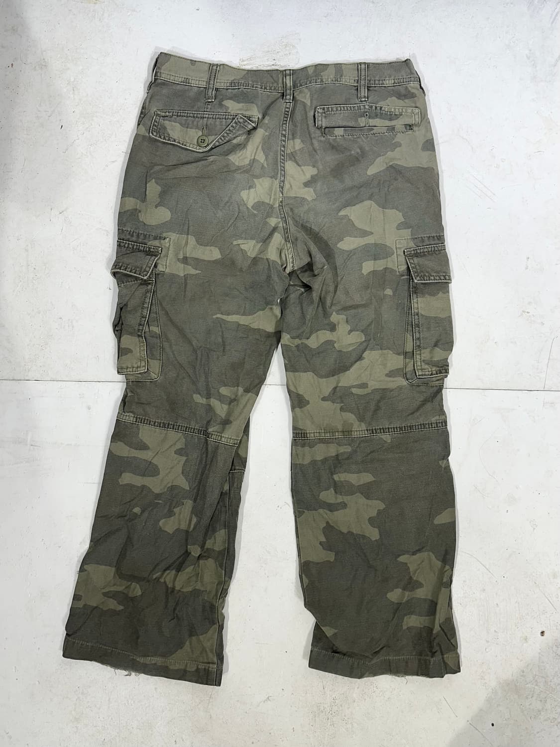 일본 빈티지 베이지 밀리터리 카모 와이드 카고 팬츠 S 상품이미지5