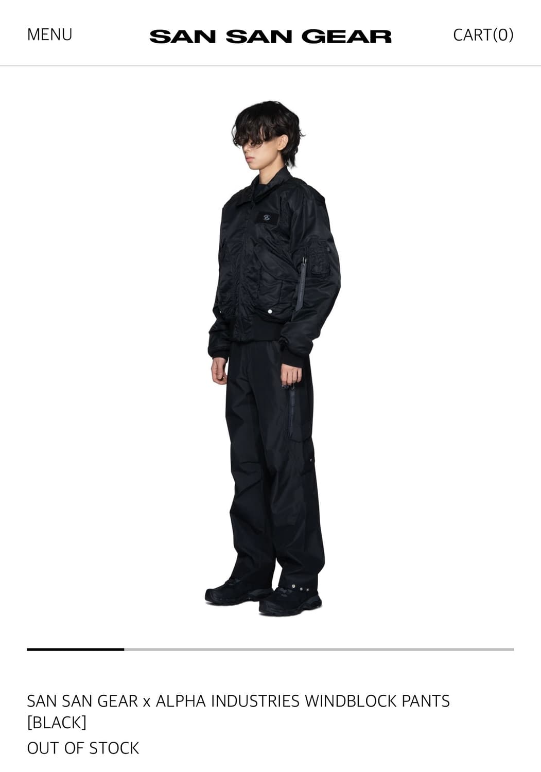 산산기어x알파인더스트리 WINDBLOCK PANTS black 상품이미지2