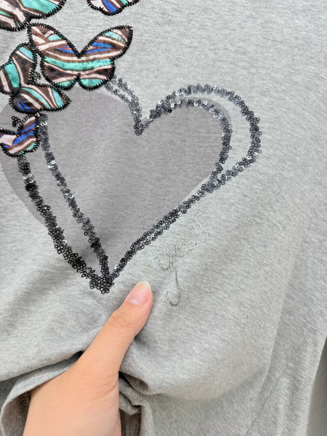 빈티지 Desigual 그레이 레이스 레터링 니트 상품이미지4