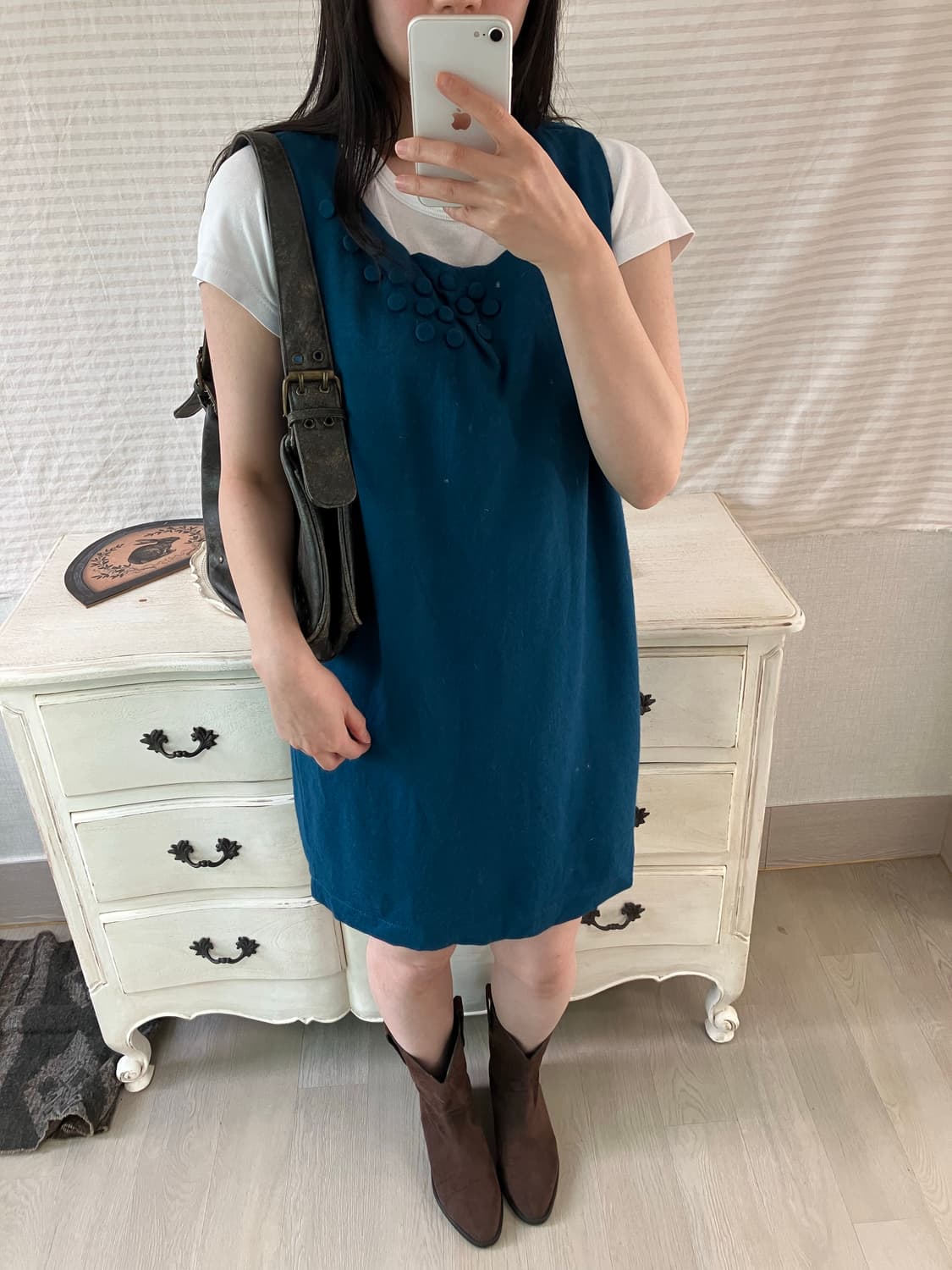 jpn vintage 블루 버튼 민소매 원피스 y2k 스트릿 갸루 펑키  상품이미지3